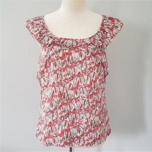 We Love Vera Floral Silk Blend Ruffle Blouse Sz 0 Anthropologie